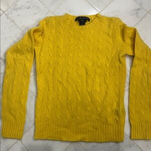 Women’s Ralph Lauren black label Yellow Cable Knit cashmere Sweater. Slim fit.